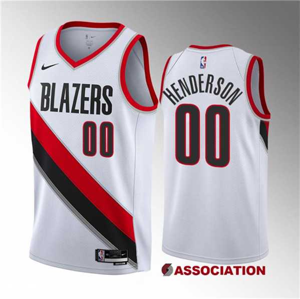 Men%27s Portland Trail Blazers #00 Scoot Henderson White 2023 Draft Association Edition Stitched Basketball Jersey Dzhi->portland trailblazers->NBA Jersey